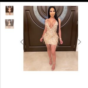 Cream feather glam dress